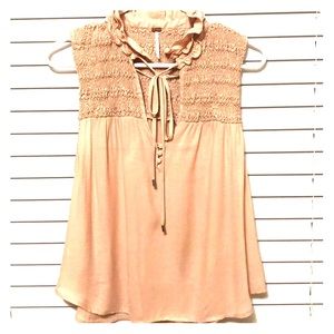 Free People Ruffle Me Up Top Smocked Blush Pink S